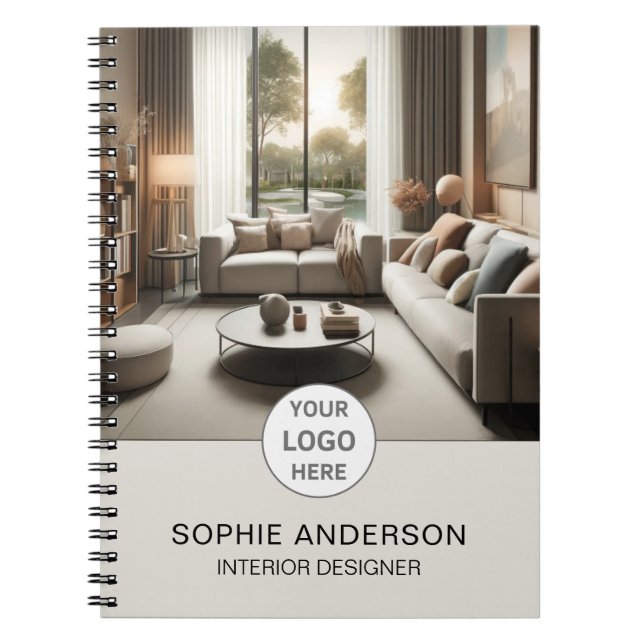 Interior Designer Business Logo Photo Professional Notebook (Front)