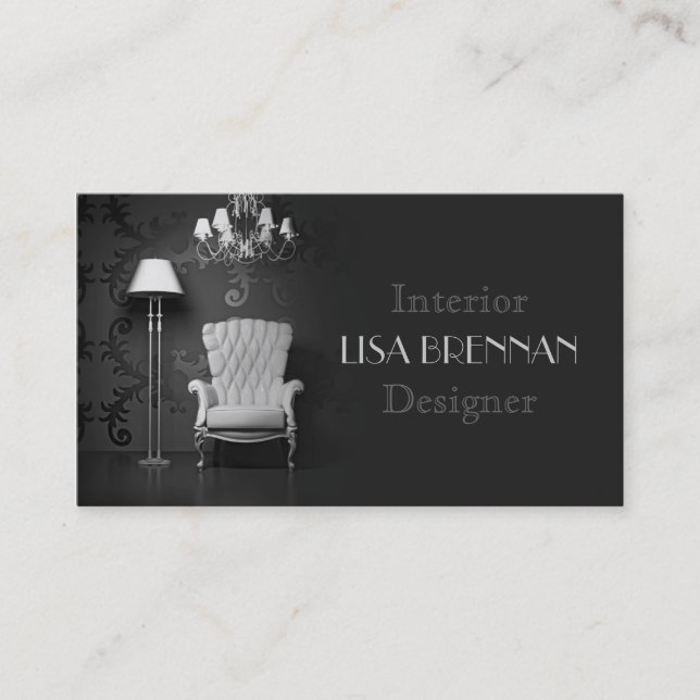 Interior Designer Classic White Chair Living  Room Business Card (Front)