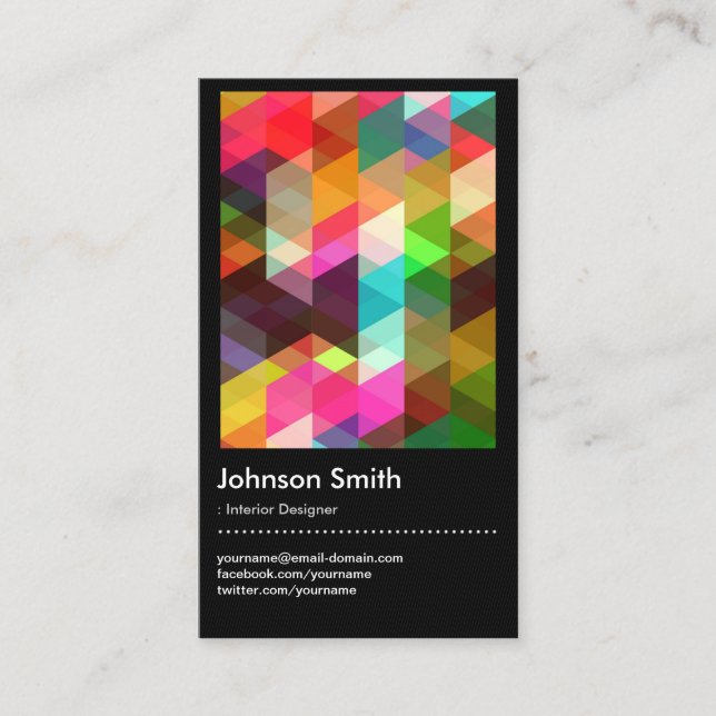 Interior Designer - Colourful Mosaic Pattern Business Card (Front)
