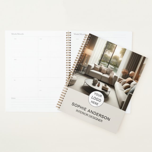 Interior Designer Custom Logo Photo Neutral Beige Planner (Display)