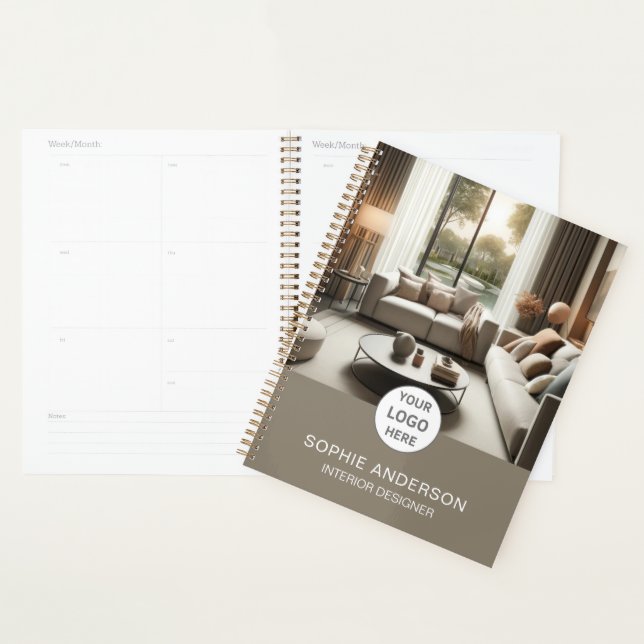 Interior Designer Custom Logo Photo Taupe Planner (Display)