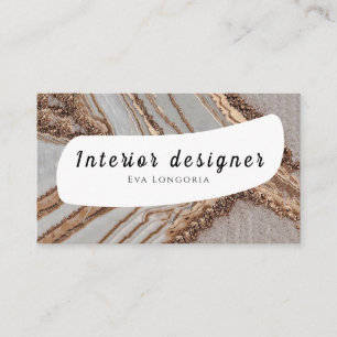 Interior designer Gold White Business Card