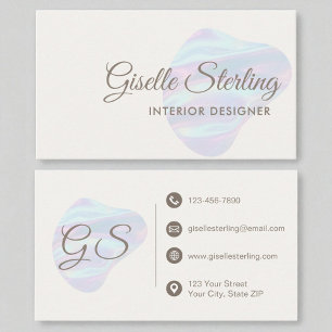 Interior Designer Iridescent Pearl Opal Abstract Business Card