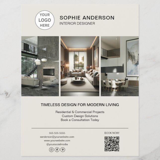 Interior Designer Logo Photo Professional Flyer (Front)