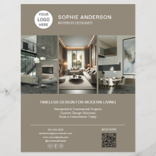 Interior Designer Logo Photo Taupe Professional Flyer