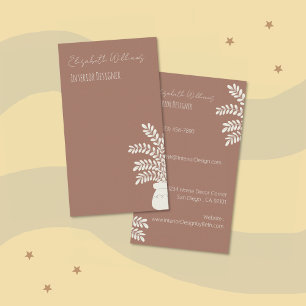 Interior Designer Mocha Vertical Business Card