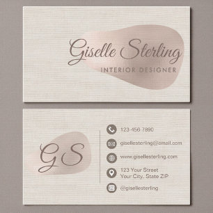 Interior Designer Neutral Beige Linen Abstract Business Card
