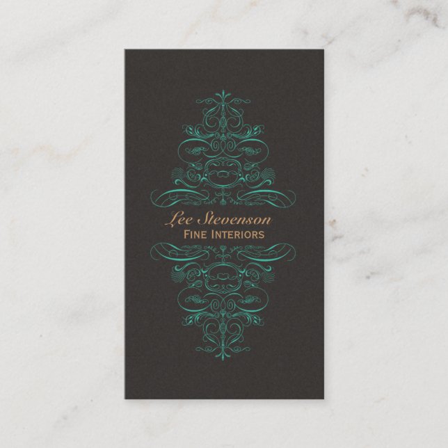 Interior Designer Ornate Scrolls Business Card (Front)