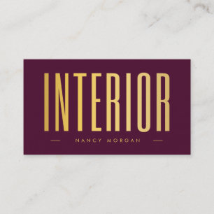 interior Designer QR Code Logo Burgundy And Gold Business Card