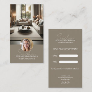 Interior Designer Script Name Taupe Appointment Card