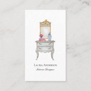 Interior designer Watercolor French furniture Business Card