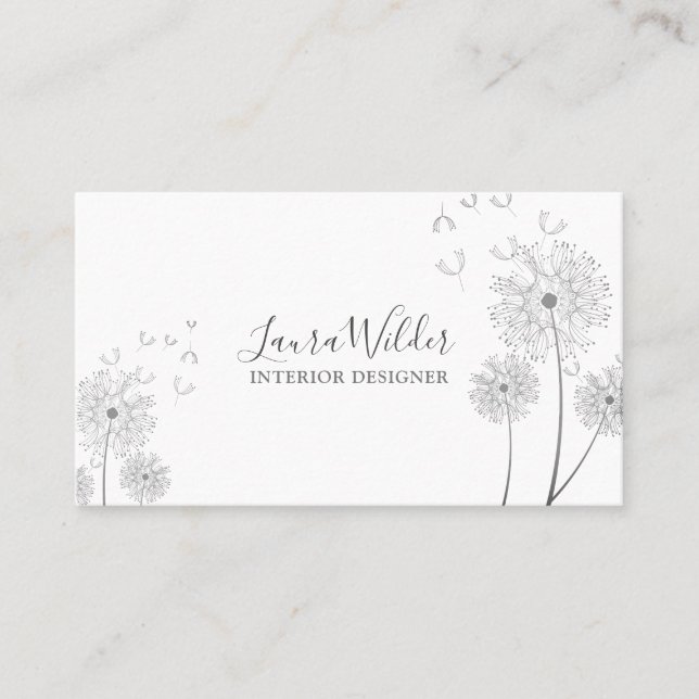 Interior Designer Wind Blown Flowers Business Card (Front)
