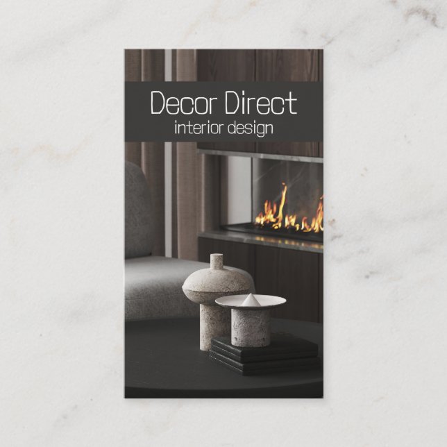 Interior Exterior Designer Fireplace Business Card (Front)