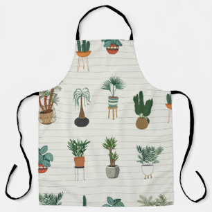interior home plants seamless hand drawn pattern apron
