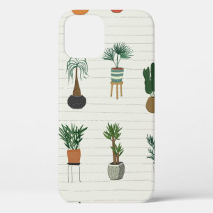 interior home plants seamless hand drawn pattern iPhone 12 case