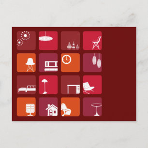 Interior Icons Set Postcard