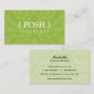 INTERIOR modern elegant textiles damask lime green Business Card