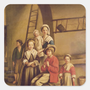 Interior of a Barn Square Sticker