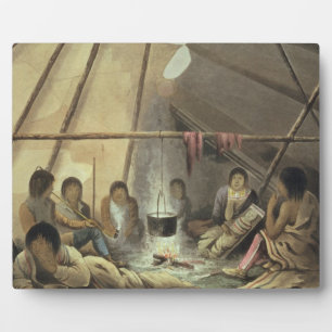 Interior of a Cree Indian Tent, March 25th 1820, f Plaque