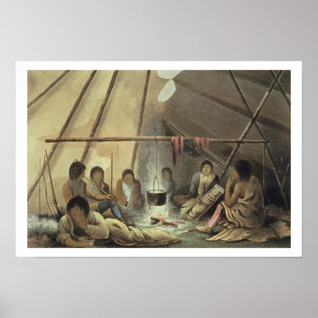 Interior of a Cree Indian Tent, March 25th 1820, f Poster (Front)