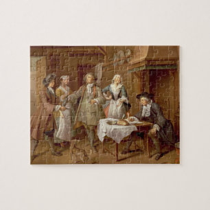 Interior of a Kitchen with Figures Tasting Wine Jigsaw Puzzle