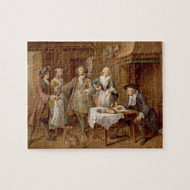 Interior of a Kitchen with Figures Tasting Wine Jigsaw Puzzle (Horizontal)