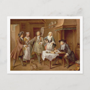 Interior of a Kitchen with Figures Tasting Wine Postcard