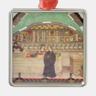 Interior of a pharmacy metal tree decoration