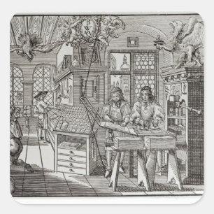 Interior of a printing works in Nuremberg Square Sticker