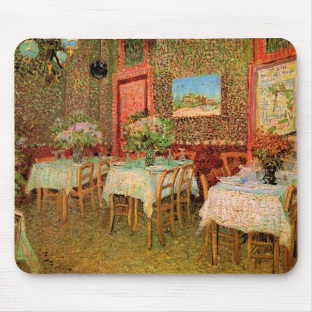Interior of a Restaurant by Vincent van Gogh Mouse Pad (Front)