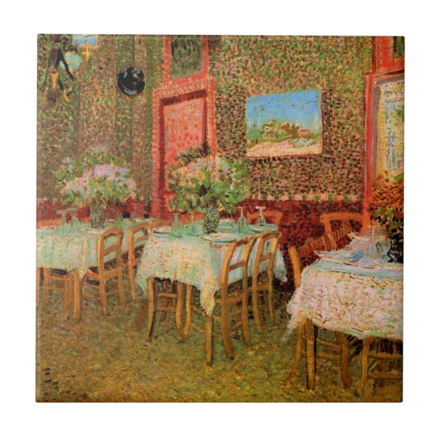 Interior of a Restaurant by Vincent van Gogh Tile (Front)