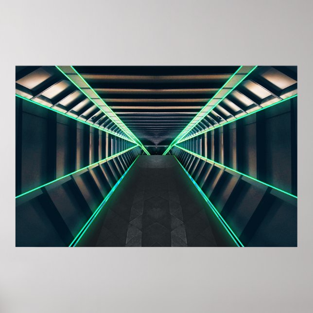 Interior of a Sci-Fi Spaceship Corridor Poster (Front)