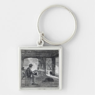 Interior of a settler's hut in Australia Key Ring