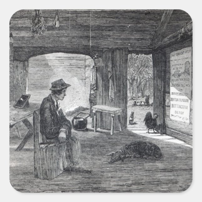 Interior of a settler's hut in Australia Square Sticker (Front)