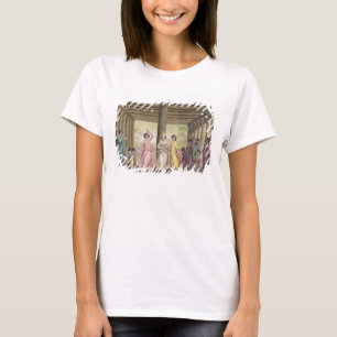 Interior of a Tahitian house with dancing girls, i T-Shirt