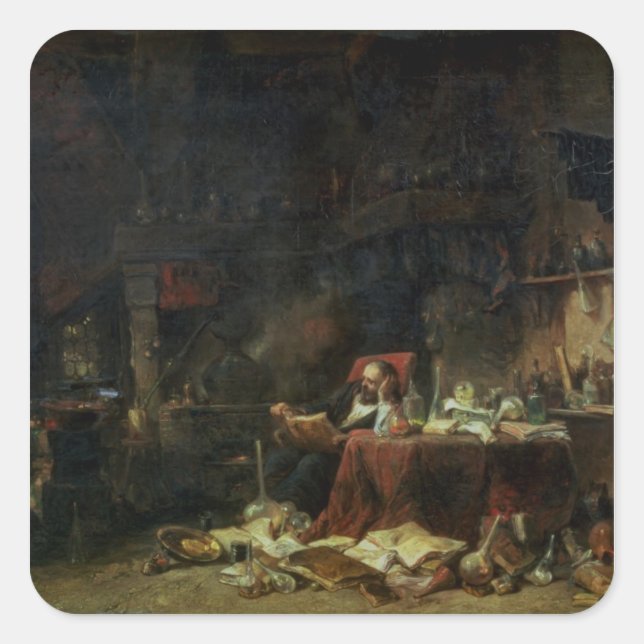 Interior of an Alchemist's Study Square Sticker (Front)