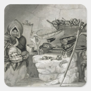 Interior of an Eskimo Snow Hut, Winter Island 1822 Square Sticker