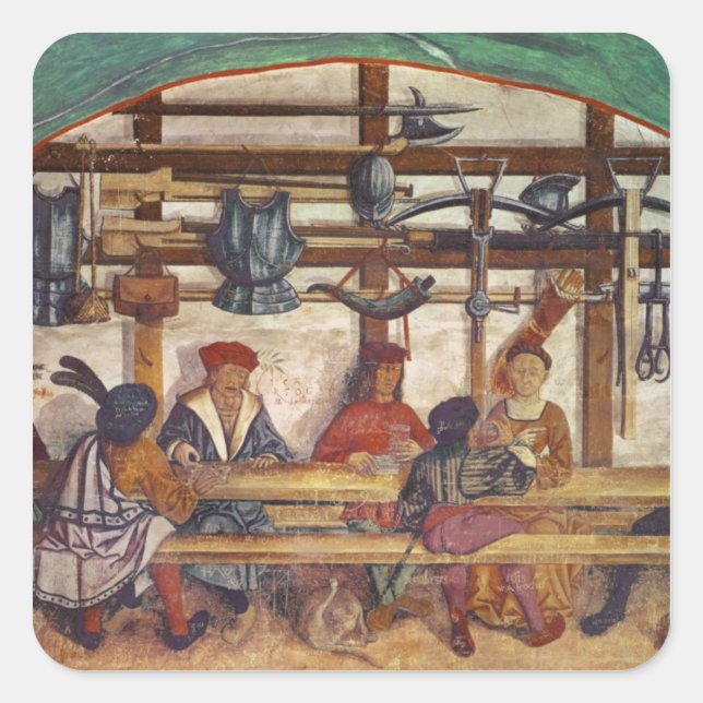 Interior of an Inn Square Sticker (Front)