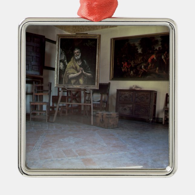 Interior of El Greco's  studio Metal Tree Decoration (Front)