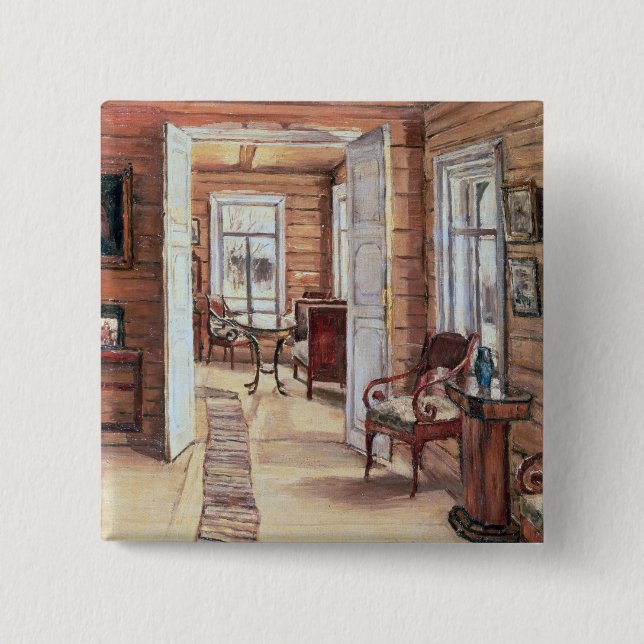 Interior of L. Panteleev's house in Murmanov 15 Cm Square Badge (Front)