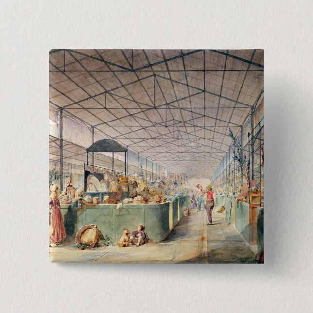 Interior of Les Halles, 1835 15 Cm Square Badge (Front)