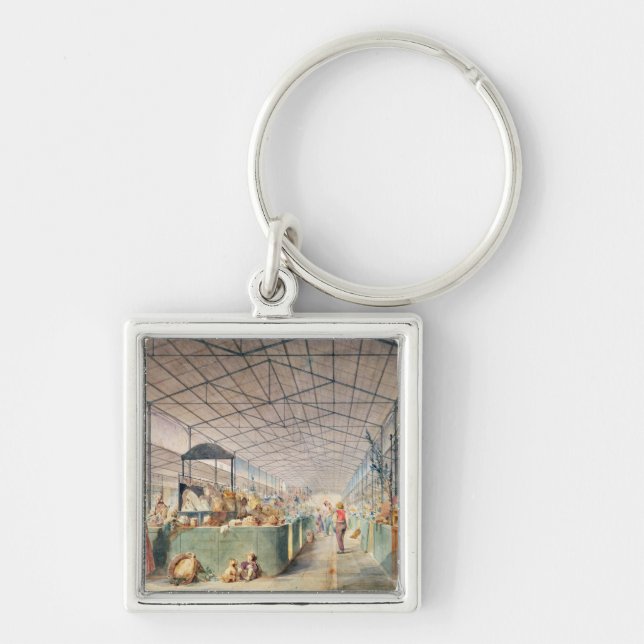 Interior of Les Halles, 1835 Key Ring (Front)