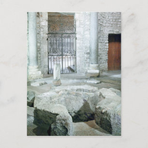 Interior of octagonal baptistery of  cathedral postcard