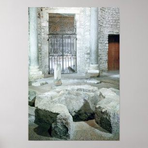 Interior of octagonal baptistery of  cathedral poster