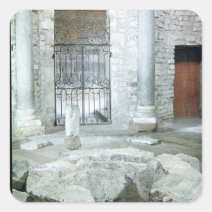 Interior of octagonal baptistery of cathedral square sticker