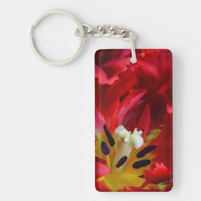 Interior of parrot tulip flower key ring (Front)