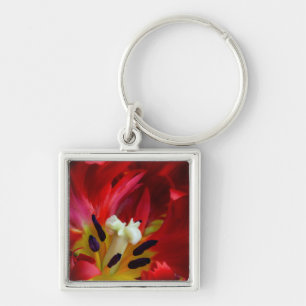Interior of parrot tulip flower key ring