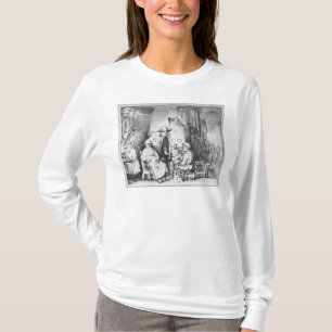 Interior of studio with painter painting T-Shirt