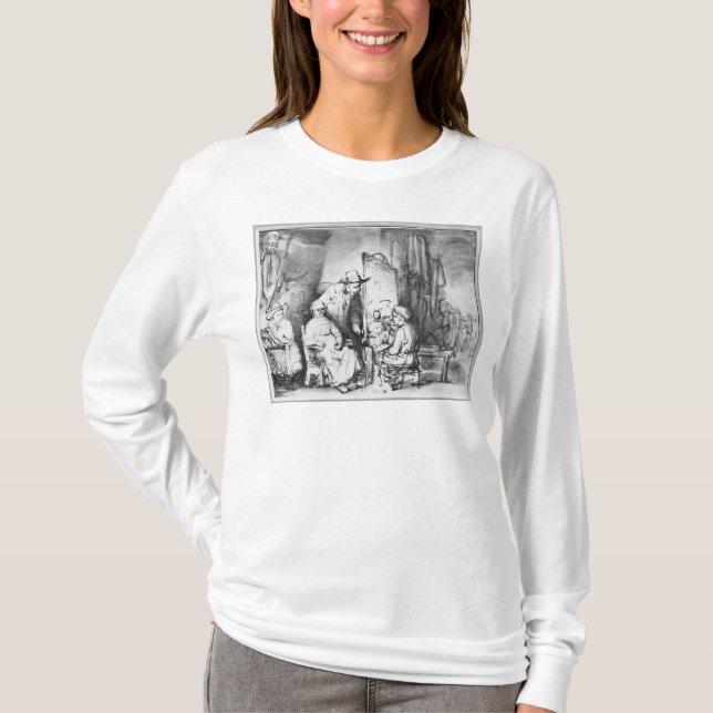 Interior of studio with painter painting T-Shirt (Front)
