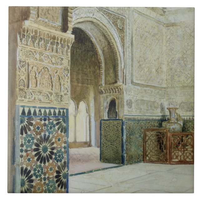 Interior of the Alhambra, Granada (w/c) Tile (Front)